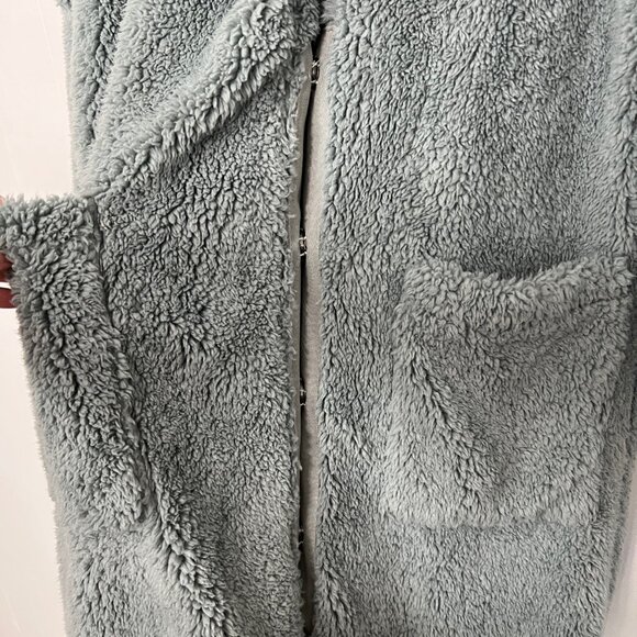 Free People Long Sherpa Coat Teddy Blue Floral Lined XS - Picture 5 of 6